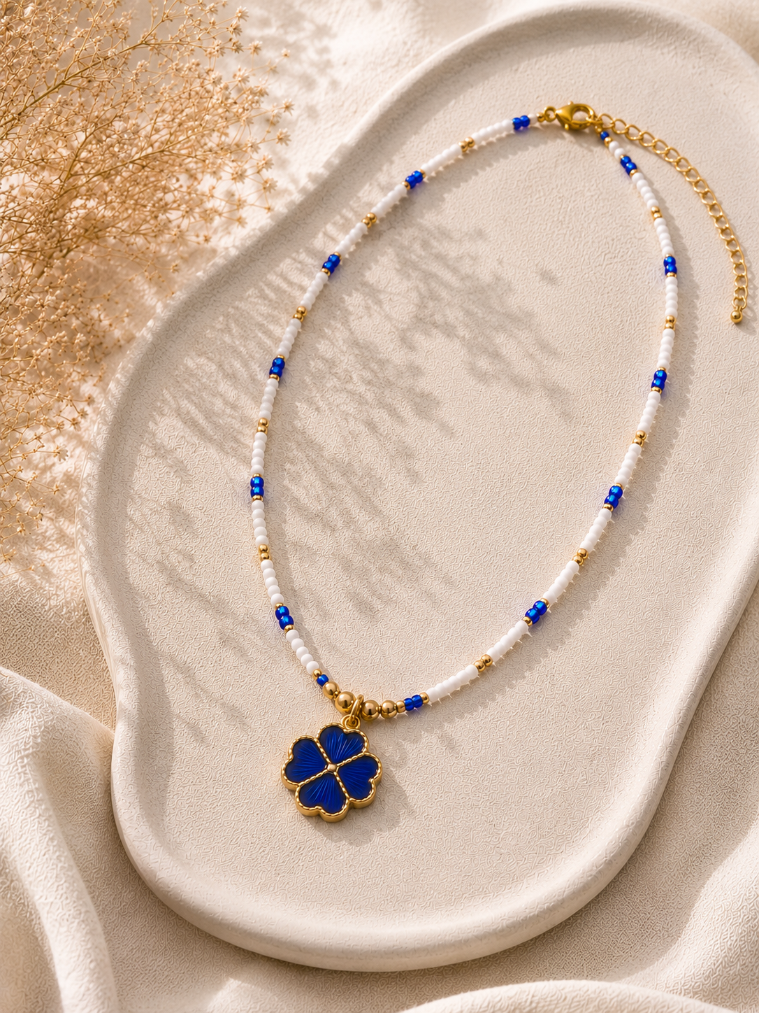 COLLIER TRÈFLE BLEU